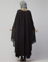 Trendy Double Layers Hand Copper Embroidered Kaftan In the Shade of  Black